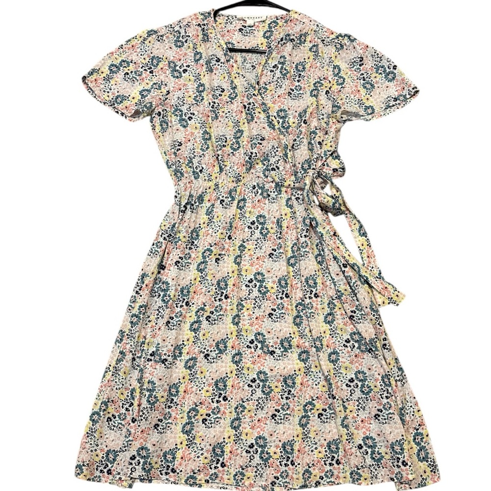 Downeast Floral Wrap Dress Cottagecore Midi Size Small
